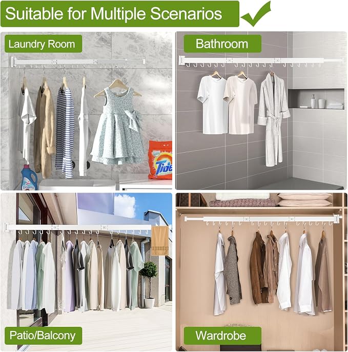Foldable Clothes Drying Rack, 2 Fold Laundry Drying Rack Wall Mount, Folding & - Image 4