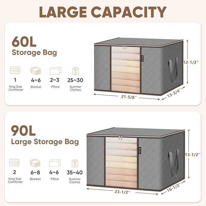 BALEINE 3 Pack Clothes Storage Bags, 16 Gallon Storage Containers - Image 5