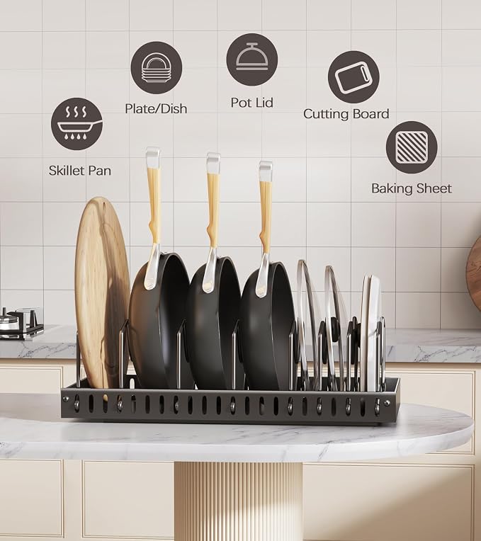Pull Out Pots and Pans Organizer Under Cabinet, Sliding Lid Holder and Pan Rack - Image 7