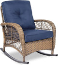 VIVIJASON Outdoor Wicker Rocking Chair, Patio Rattan Rocker Chair by VIVIJASON