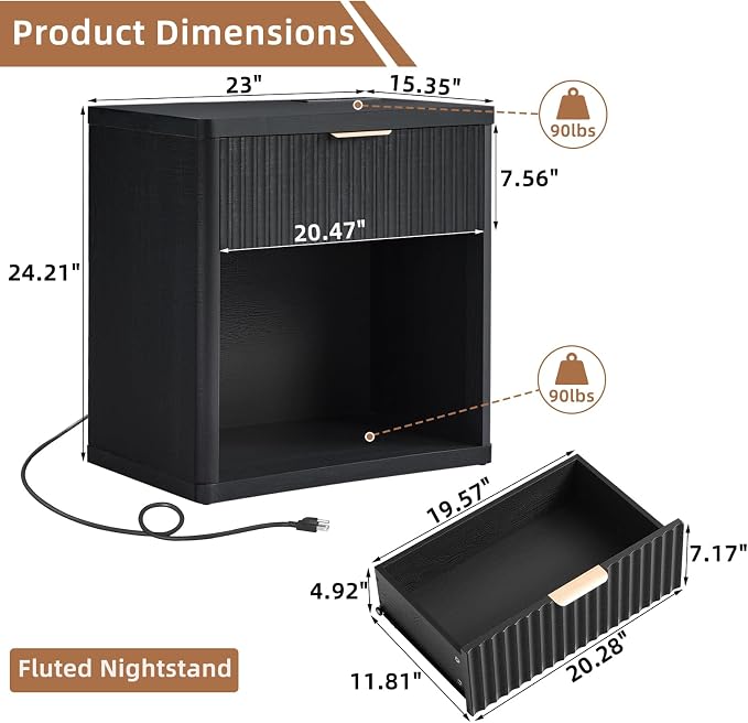 LEYAOYAO Fluted Nightstand - Image 2