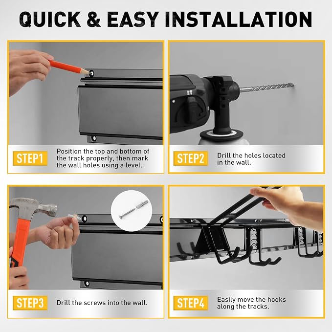 ELEAD 18-Pairs Heavy Duty Garage Tool Organizer Wall Mount Hooks, 96 Inches - Image 7
