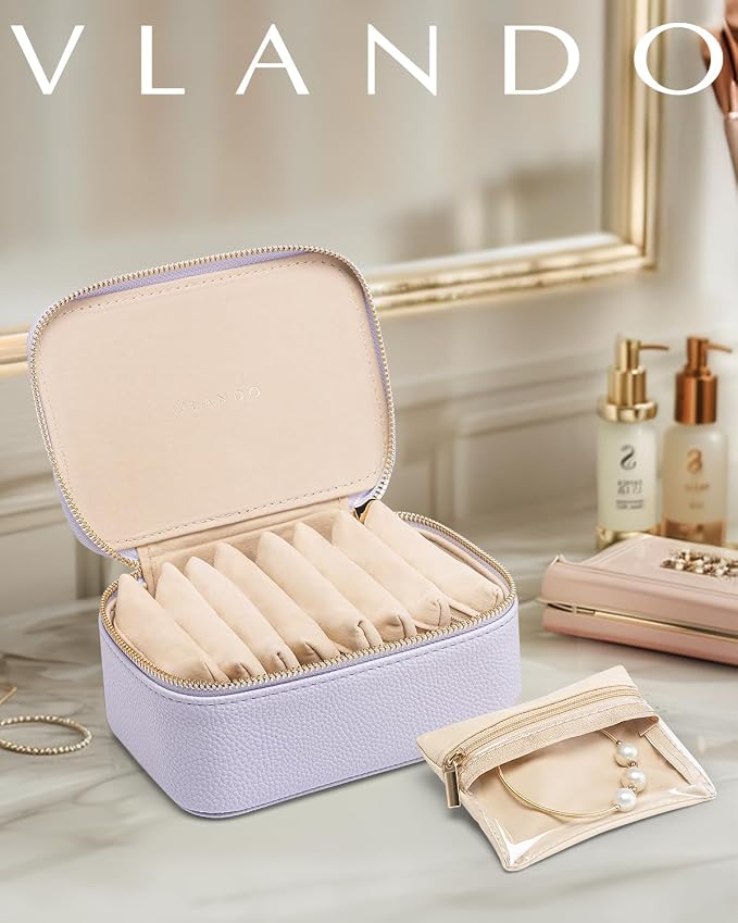 Vlando Jewelry Box with 12 Velvet Jewelry Bags Travel Jewelry Case - Image 5