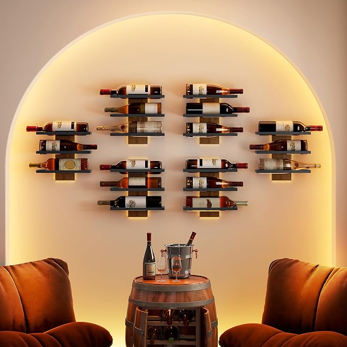 Hoctieon 3-Tier Wall Mount Wine Rack Set, Wall Mounted Wine Bottle Racks - Image 2