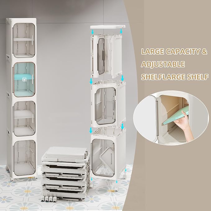 2-Tier Tall Narrow Storage Cabinet, Slim Bathroom Storage Cabinet - Image 7