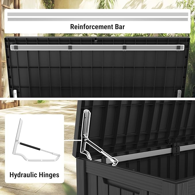 Mars Villa 150 Gallon Outdoor Storage Box Waterproof, Large Resin Deck Box - Image 4