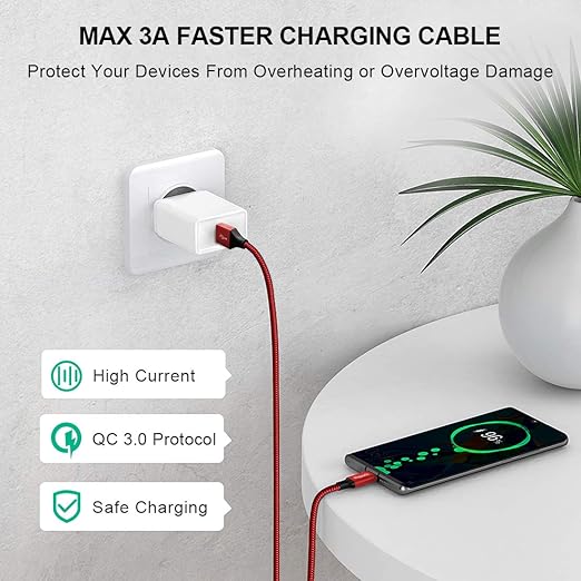etguuds USB A to USB C Cable 5-Pack, Fast Charging Type C Charger Cord - Image 3