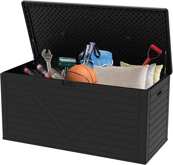 Outdoor Storage Box, 260 Gallon Deck Box Outdoor Storage Bench Outside - Image 2
