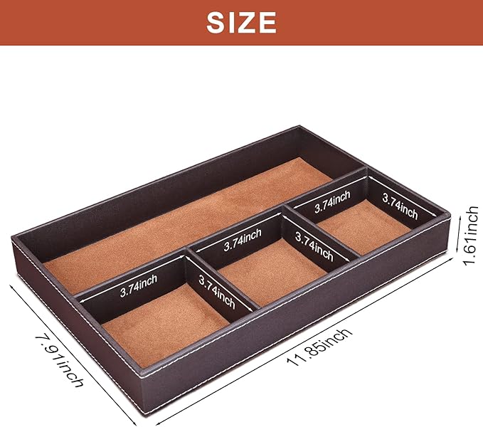 GORESE 2 Pieces Faux Leather Valet Tray - Image 3