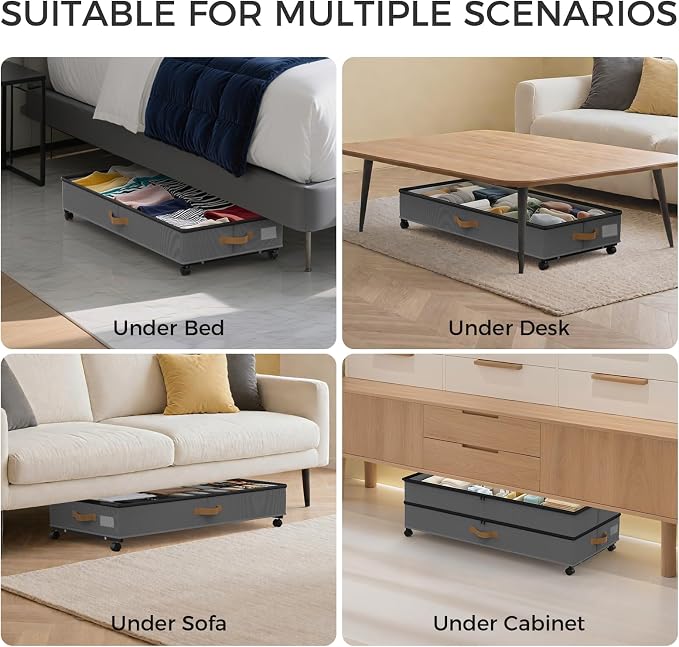 Under Bed Storage with Wheels 2-Pack, 75L XXL Under the Bed Storage Containers - Image 7