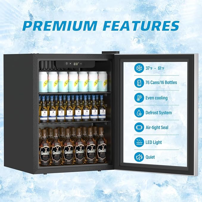 Beverage Refrigerator and Cooler, 76 Can/1.7 Cu Ft Mini Fridge - Image 3