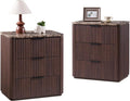 Fluted Nightstand Set of 2, Engineered Wood Bedside Table by DelArk