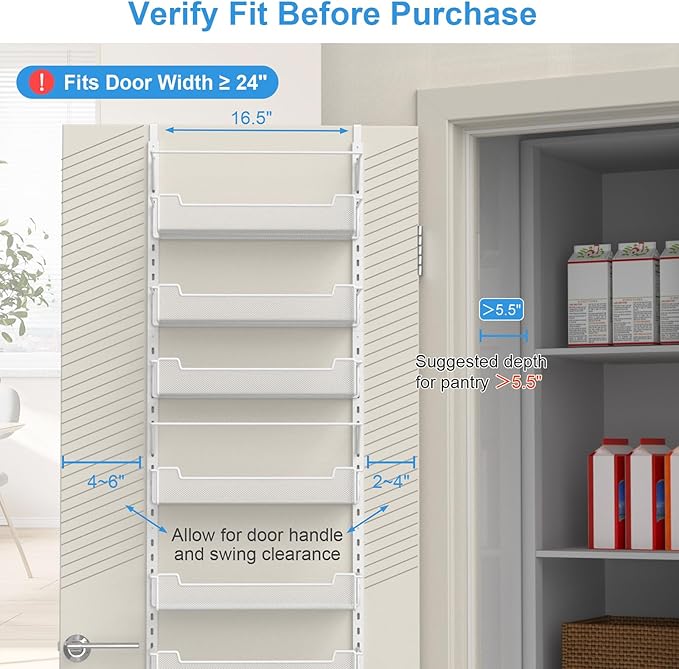 Over the Door Pantry Organizer, 6-Tier Over the Door Organizer - Image 3