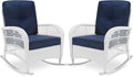 VIVIJASON 2 Piece Patio Wicker Rattan Rocker Chair, Outdoor Rattan Rocker Chair by VIVIJASON