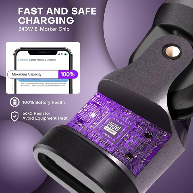 USB C Magnetic Adapter 240W, Can Be Type-C Cord Into Right Angle Magnetic USB C - Image 3