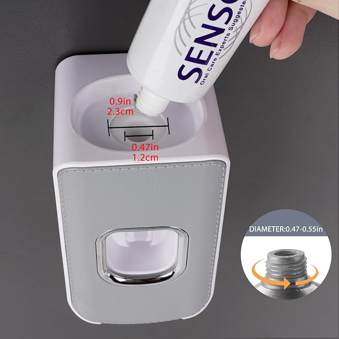 2 Slot Toothbrush Holder and Toothpaste Dispenser Wall Mounted, Automatic - Image 3