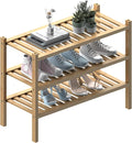 (Thick Bamboo Shoe Rack for Entryway, 3-Tier Free Standing Shoe Racks Stackable by ROMGUAR+CRAFT
