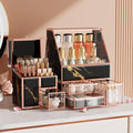 Makeup Organizer Black, Glass Vanity Organizer by Coralhouse