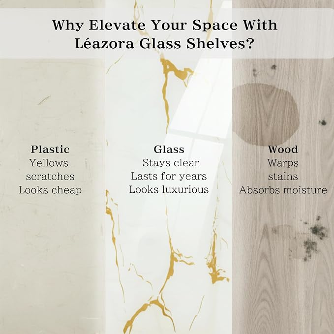 2-Tier White Marble Bathroom Countertop Organizer – Glass Shelves & Gold Metal - Image 3