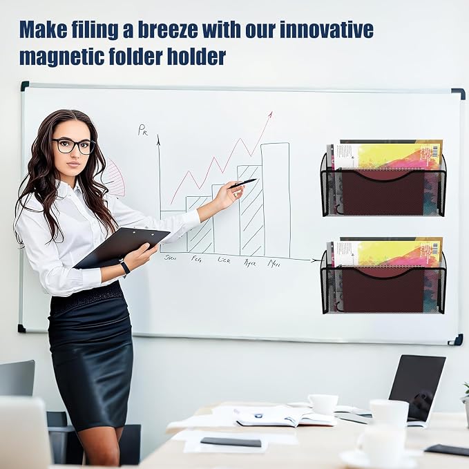 Magnetic File Holder 3 Pockets File Folder Organizer, Office Hanging Magazine - Image 6