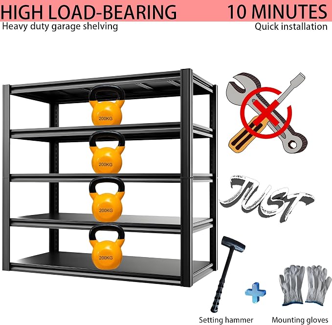 Industrial Storage Rack, Heavy-Duty Steel Shelving Unit 5-Tier - Image 5
