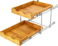 DINDON 2 Tier Pull Out Cabinet Organizer Double Tier Slide Out Wood Drawer by DINDON