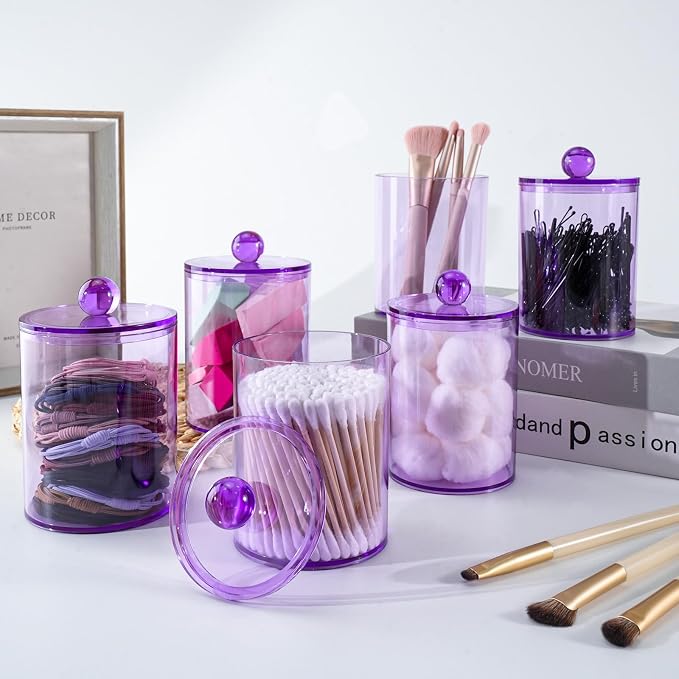 2 Pack Qtip Holder, Canister Apothecary Jar Set, Bathroom Jars - Image 7