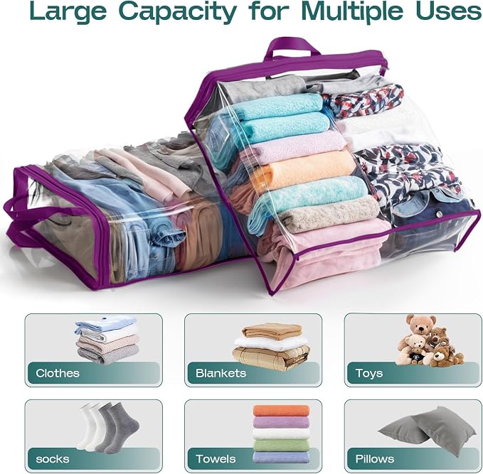 5PACK Clear Zippered Storage Bags - Image 2