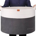 Extra Large Laundry Basket toy storage 22"X22"X14" blanket basket Cotton Rope by GOCAN