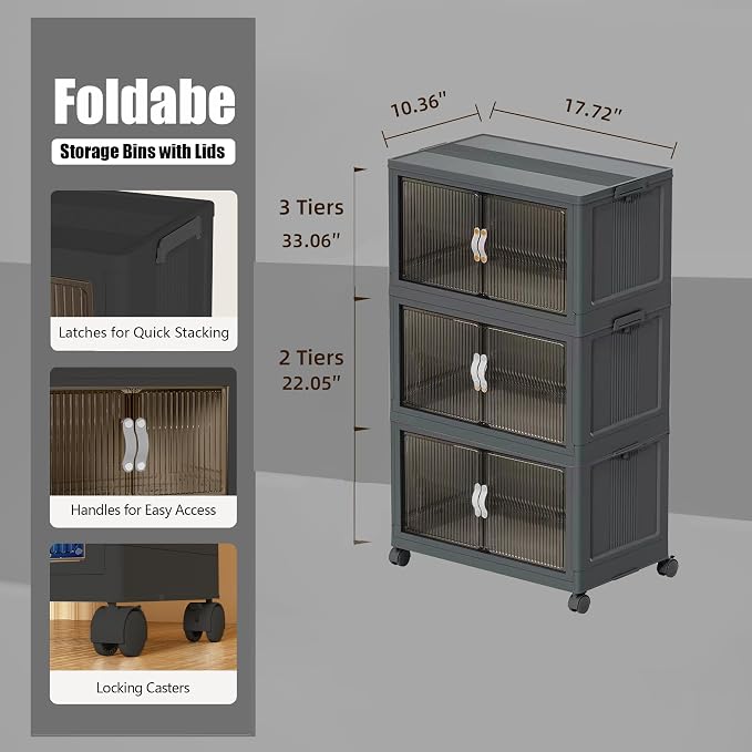 Stackable Storage Bins with Lids Open Front, 155Qt Large Plastic Foldable - Image 2