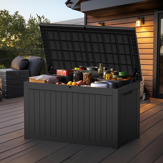 280 Gallon Outdoor Deck Box, Storage Lockable Waterproof Patio Furniture - Image 7