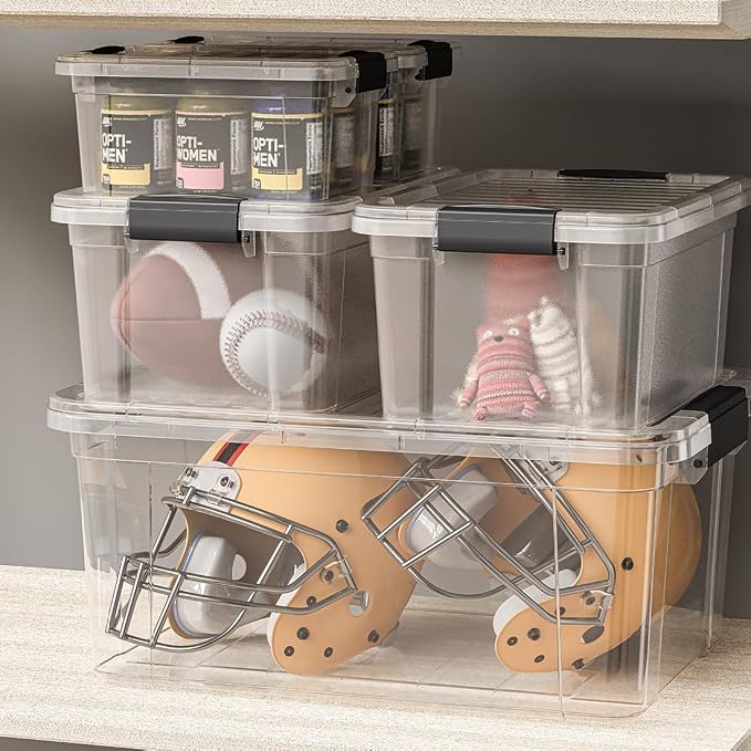 Superio Clear Storage Box with Lid, 4.7 Quart Plastic Container Bins - Image 7