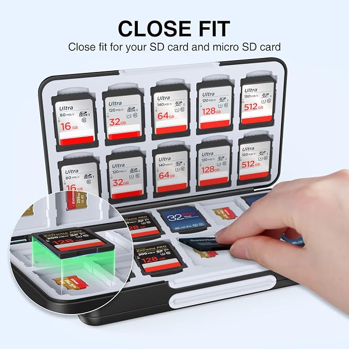 HEIYING SD Card Holder for Memory SD and TF Cards, Portable Case Compatible - Image 3