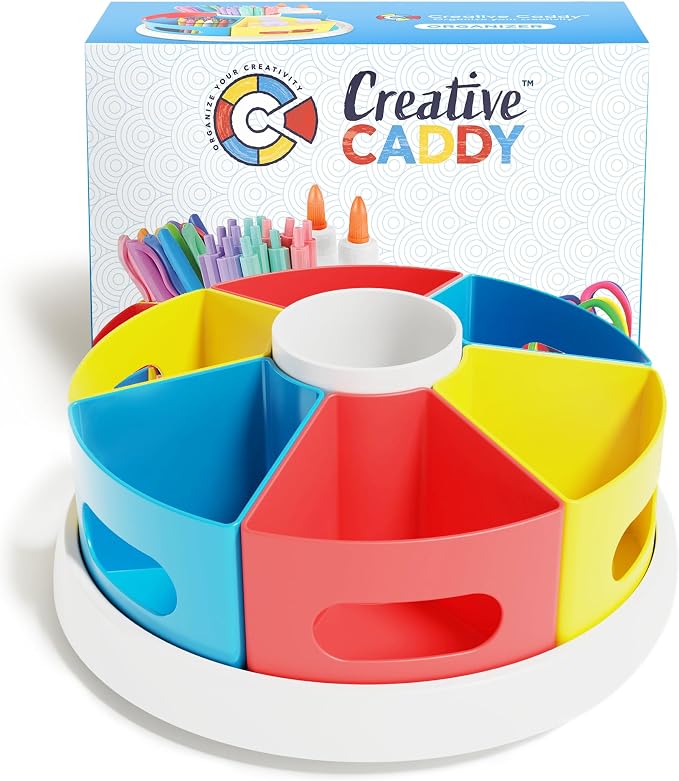 Rotating Art Supply Organizer for Kids, Crayon Caddy for Kids Desk or Pencil by CreativeCaddy