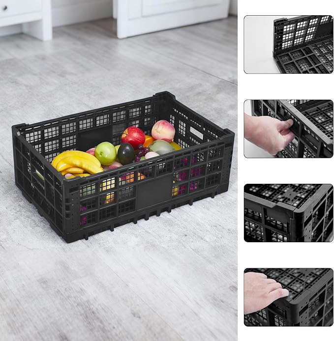 Collapsible Storage Crates, 52 Liter Heavy Duty Foldable Plastic Crates - Image 6