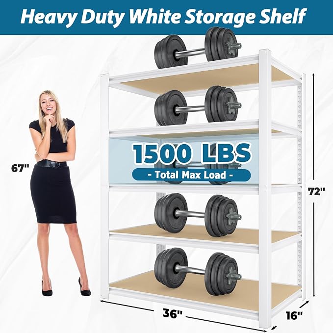 PrimeZone 2 Packs 36" W x 16" D x 72" H Closet Storage Shelves - Image 3