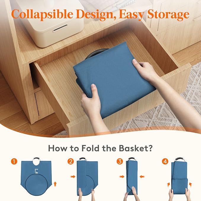 Lifewit 100L 2-Pack Large Laundry Basket, Collapsible Laundry Hamper - Image 8