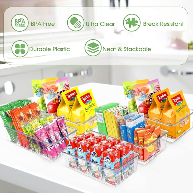 Snack Organizer for Pantry Shelf, 2 Pack Clear Plastic Pantry Storage Bins - Image 2
