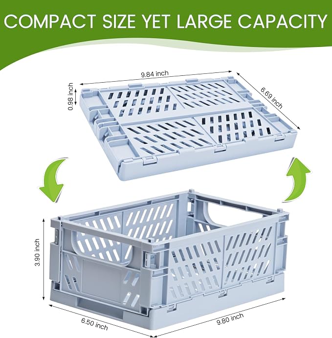 4-Pack Small Pastel Plastic Storage Baskets, Collapsible Crates - Image 3