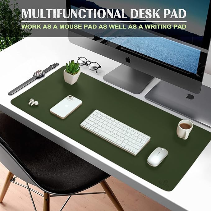 K KNODEL Small Office Leather Desk Mat, Mouse and Keyboard Pad, Computer and - Image 2