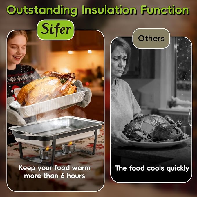 sifer 9Qt 2Pack Chafing Dishes for Buffet | Chafing Dishes - Image 5