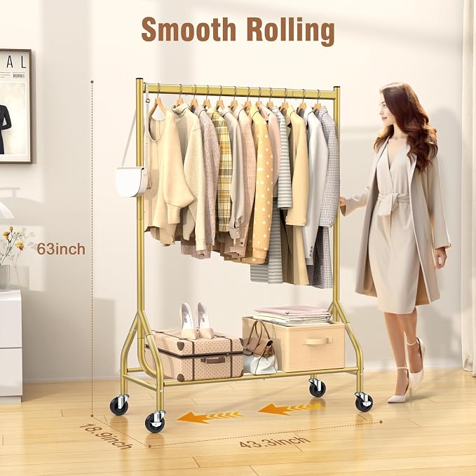 EAGMAK Heavy Duty Clothes Rack Load 420 LBS, Rolling Garment Organizer - Image 5