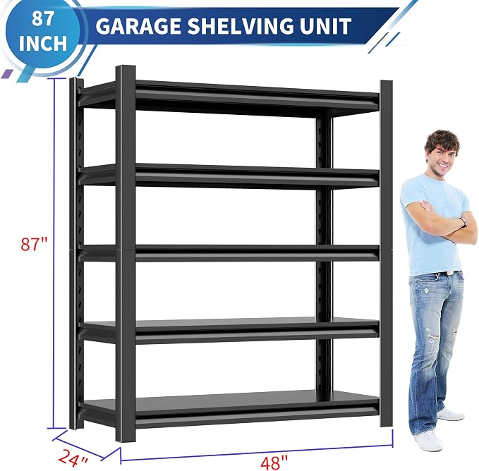 Garage Shelving Unit 24" D x 48" W x 87" H Heavy Duty Storage Shelves Easy - Image 3