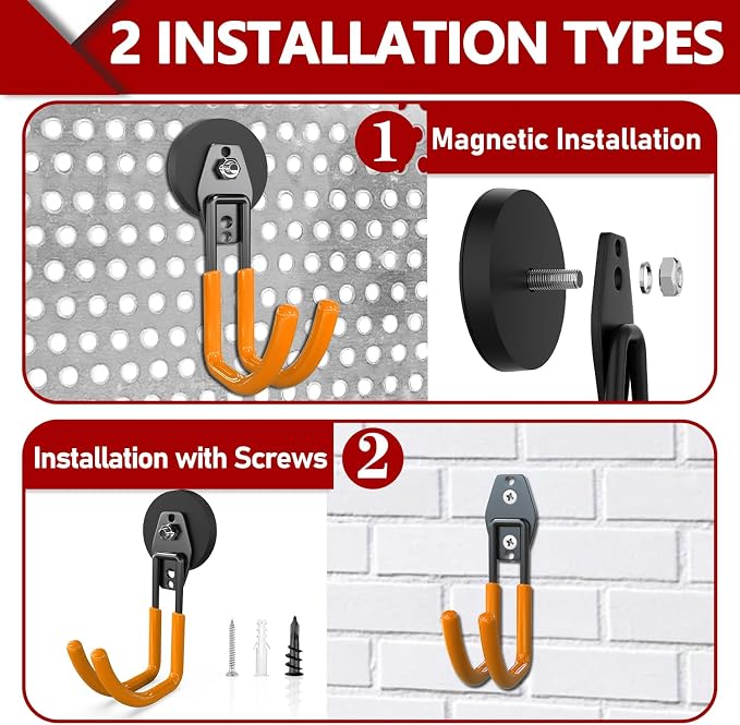 3-H Heavy Duty Magnet Garage Hooks 4 Pack, J Shape Strong Magnetic Hooks - Image 3