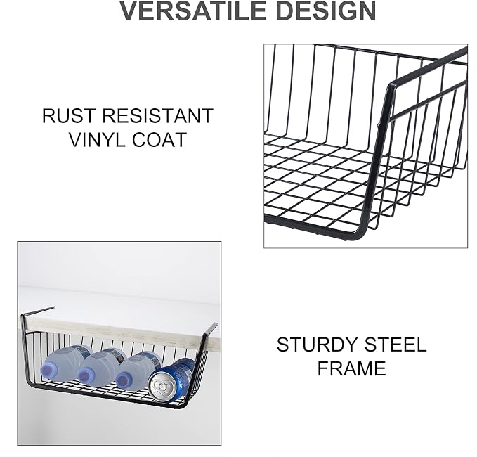 Undershelf Storage Basket Under Shelf Wire Basket Household Metal Under Shelf - Image 5