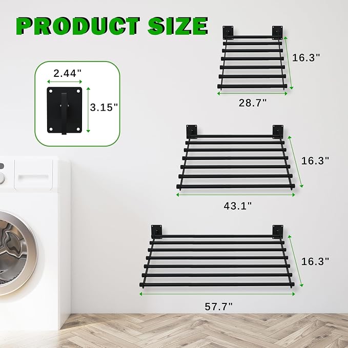 Wall Mounted Drying Rack, 28 Inches Wall Laundry Drying Rack Collapsible Indoor - Image 6