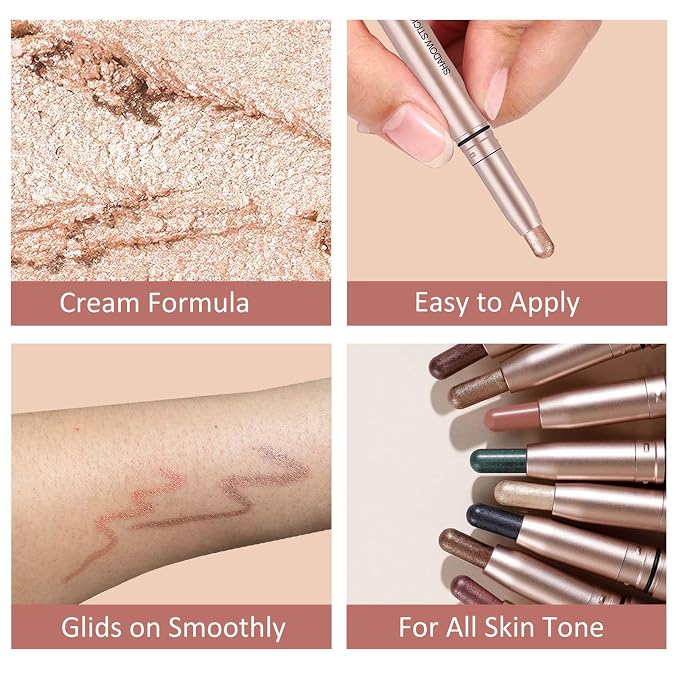 Green Eyeshadow Stick, Shimmer Cream Single Eyeshadow Pencil High Pigmented Eye - Image 3