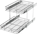 LOVMOR 2 Tier Individual Pull Out Cabinet Organizer 14" W x 18" D, Slide Out by LOVMOR
