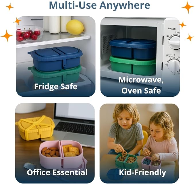 4 Pack Reusable Silicone Snack Containers - Image 7
