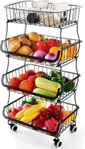 Miyawell Fruit Vegetable Storage Basket, 4 Tier Stackable Metal Wire Storage by MiyawellOfficial